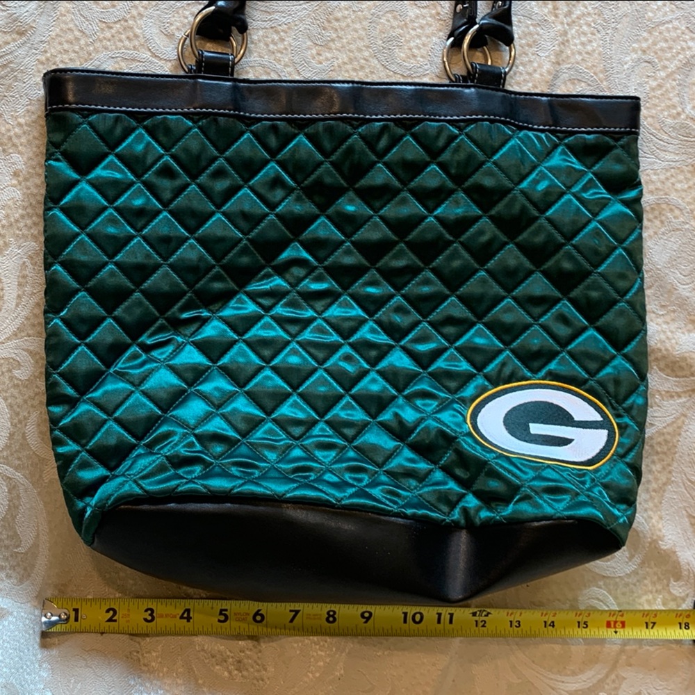 Emerald Green Quilted Tote with Black Handles
